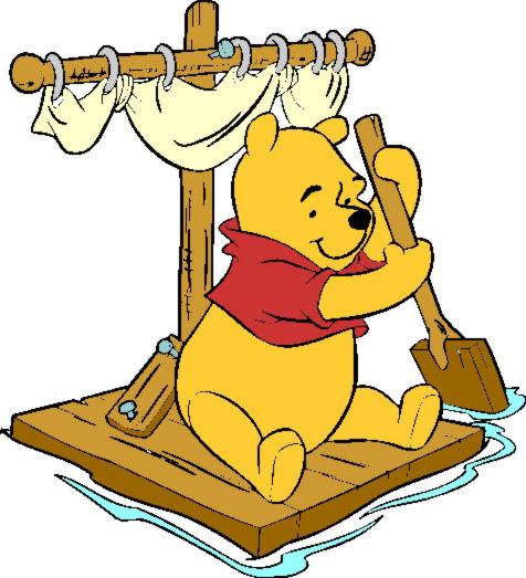 disegno di Winnie Pooh sulla Zattera a colori