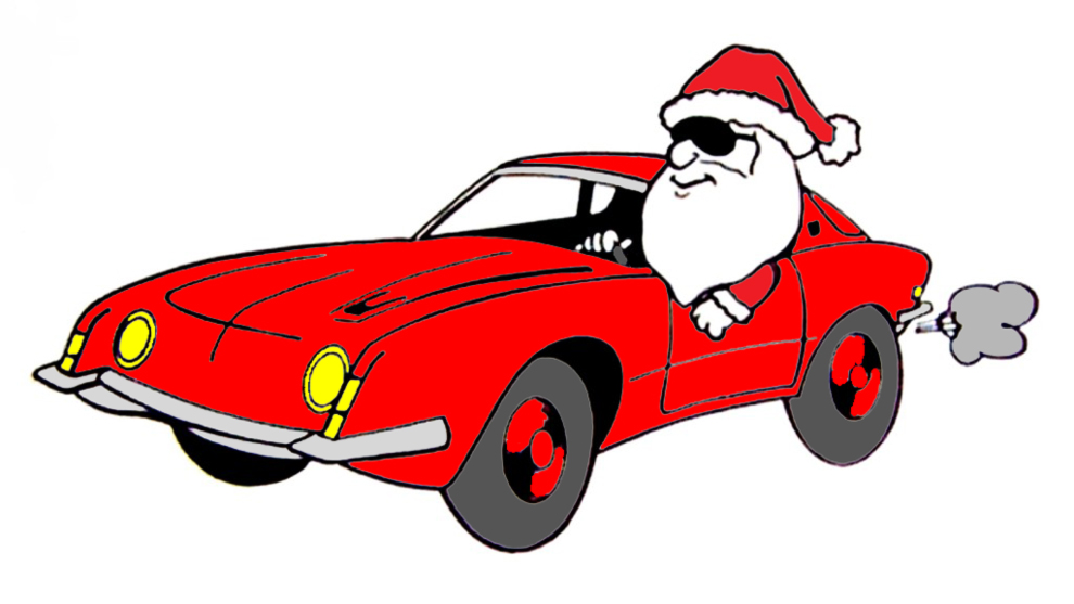 disegno di Babbo Natale in Auto a colori