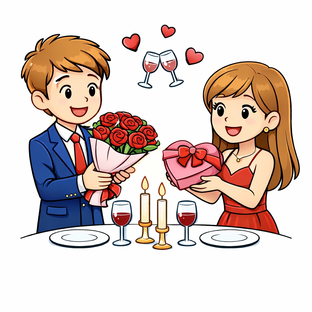 disegno di Coppia di Innamorati a San Valentino  a colori