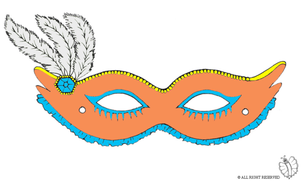 disegno di Maschera Carnevale con Piume a colori