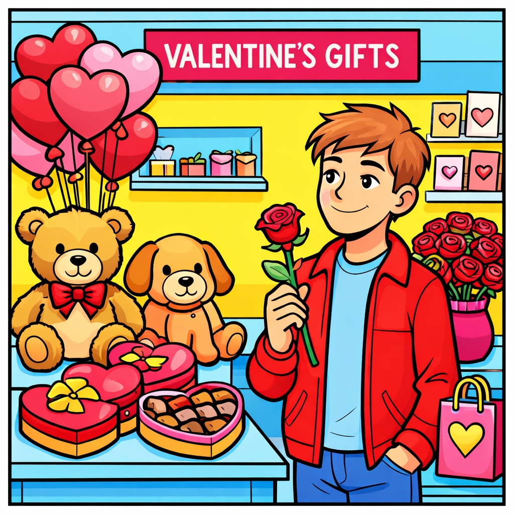 disegno di Negozio Regali di San Valentino  a colori