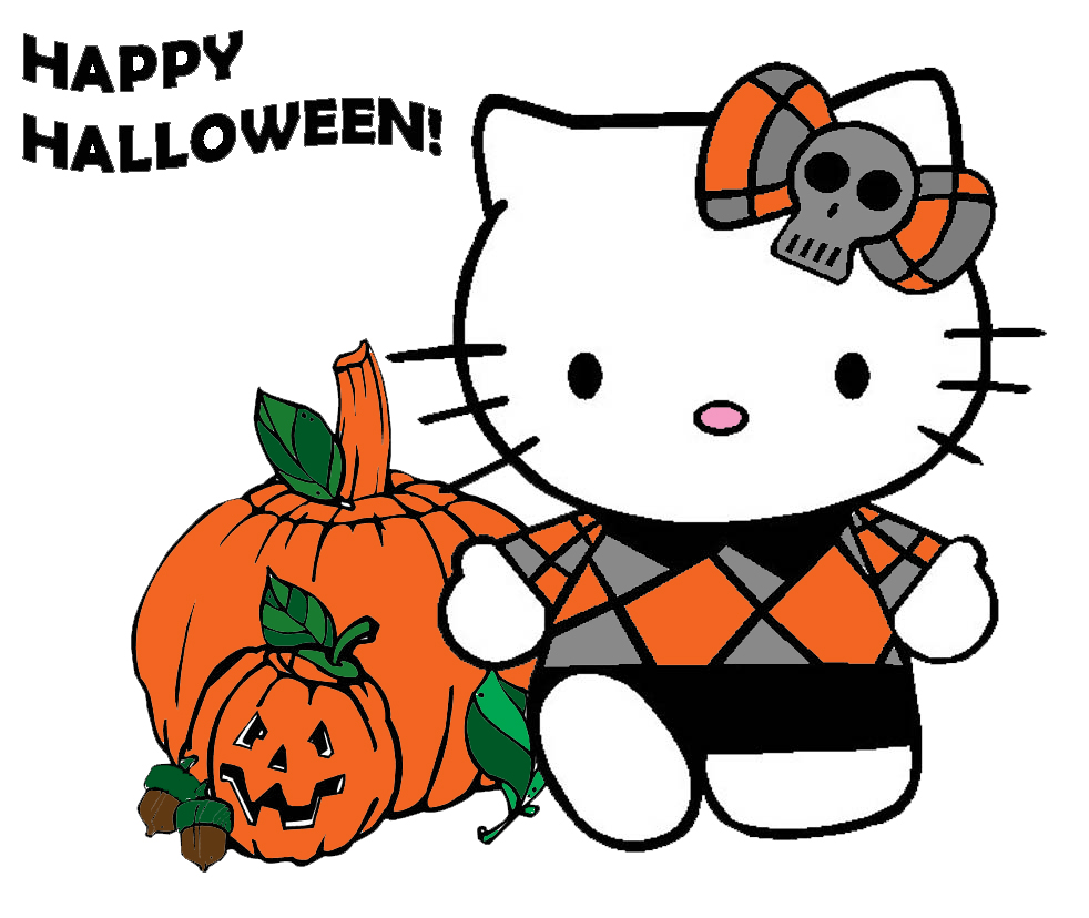 disegno di Hello Kitty Happy Halloween a colori