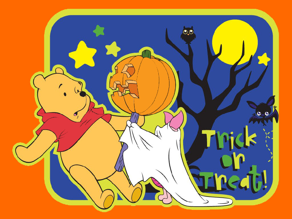 disegno di Winnie Pooh Halloween a colori