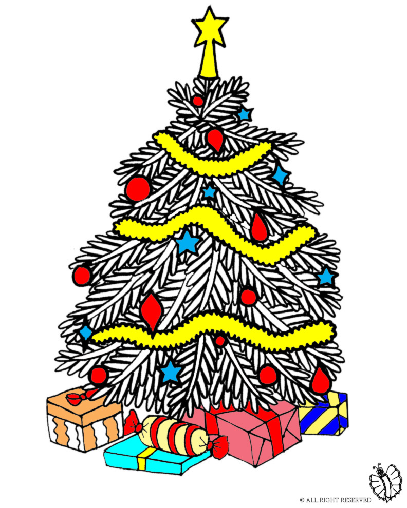 disegno di Albero di Natale con Regali a colori