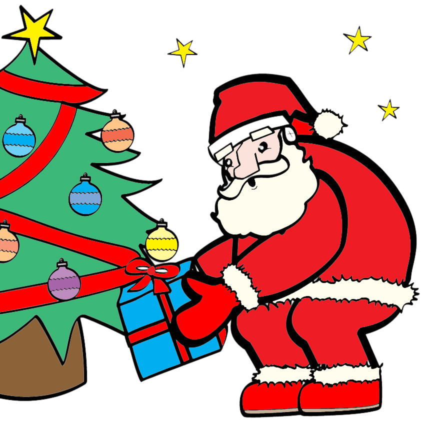 disegno di Babbo Natale e i Regali a colori