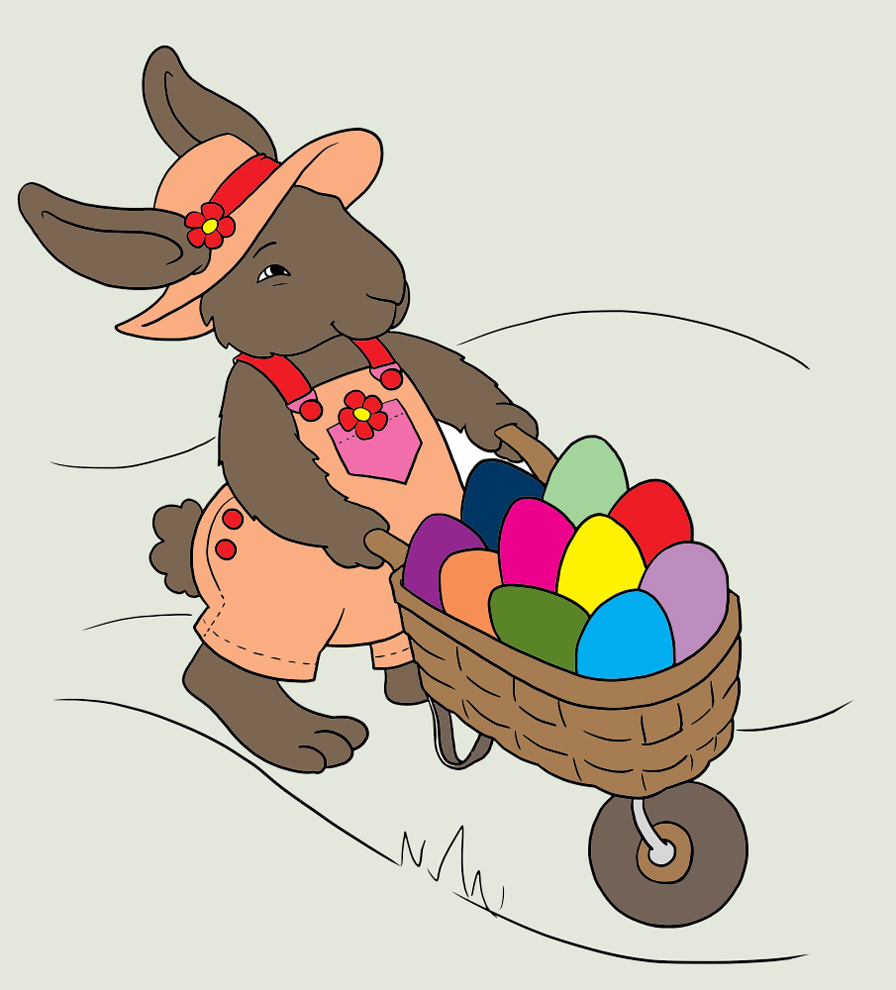 disegno di Coniglio con Uuova di Pasqua a colori