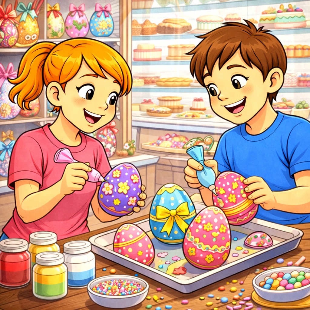 disegno di Uova di Pasqua Decorate a colori