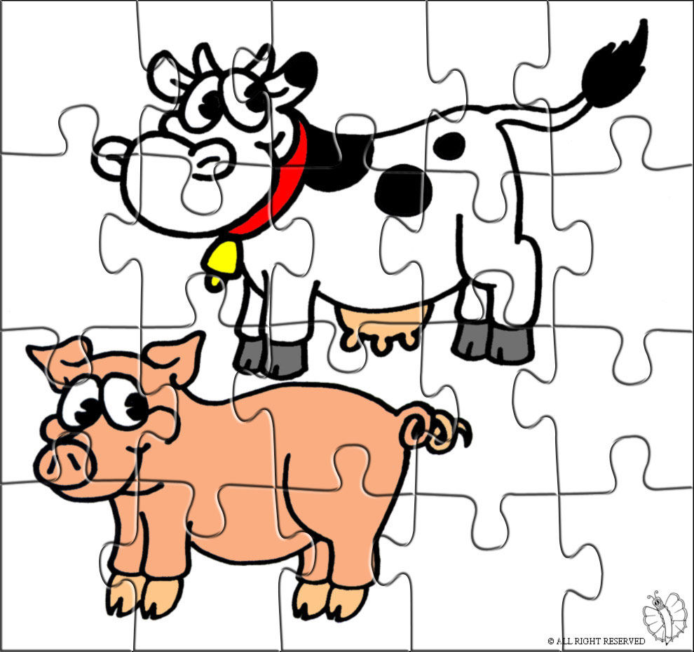 disegno di Puzzle di Animali della Fattoria a colori