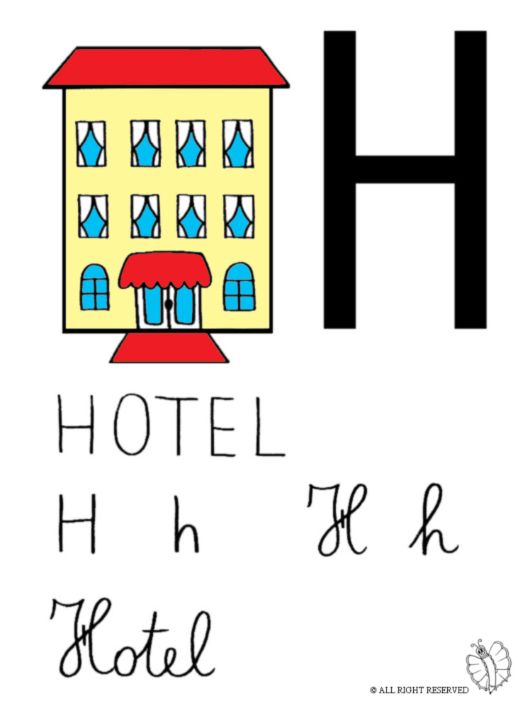 disegno di Lettera H di Hotel a colori