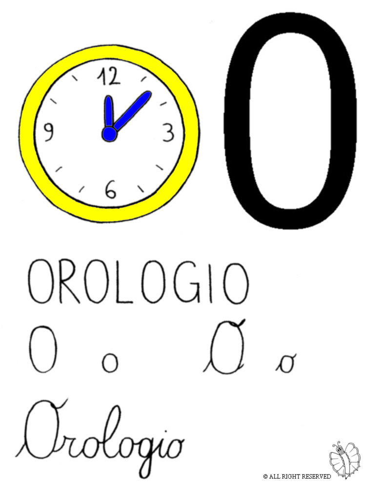 disegno di Lettera O di Orologio a colori