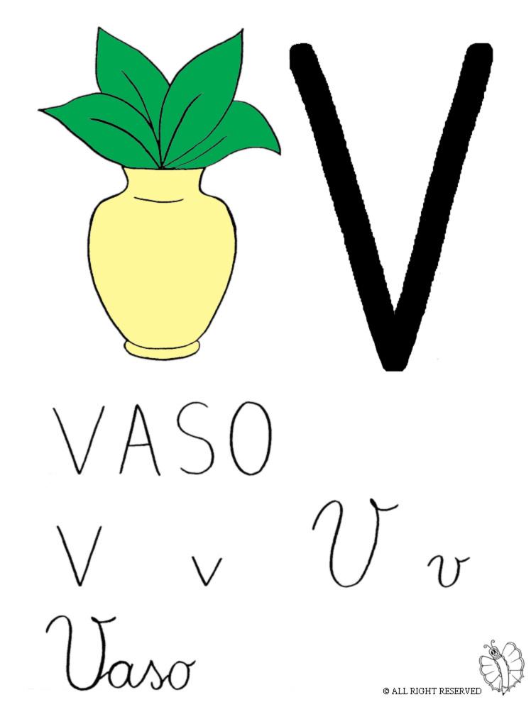 disegno di Lettera V di Vaso a colori