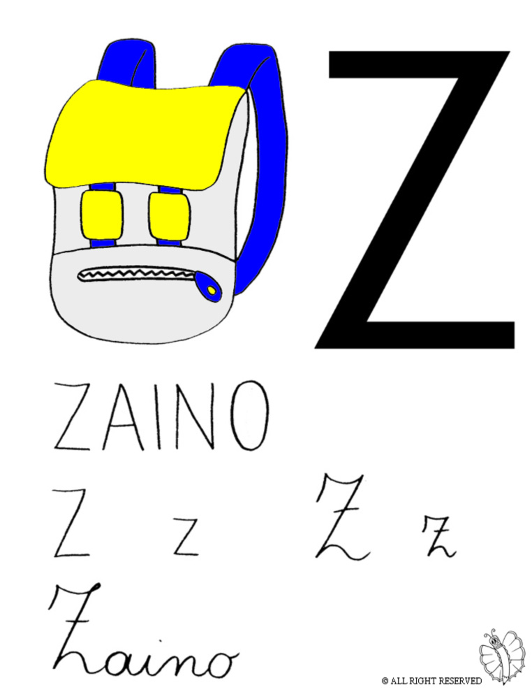 disegno di Lettera Z di Zaino a colori