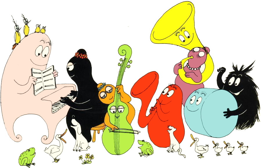 disegno di Barbapapà Musica e Animali a colori