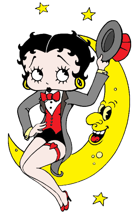 disegno di Betty Boop e la Luna a colori