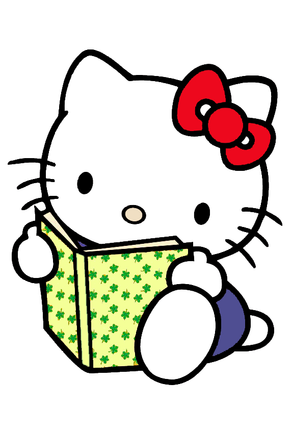 disegno di Hello Kitty col Libro a colori