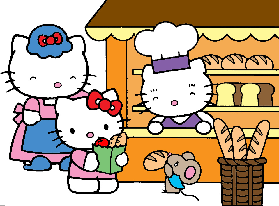 disegno di Hello Kitty Family a colori