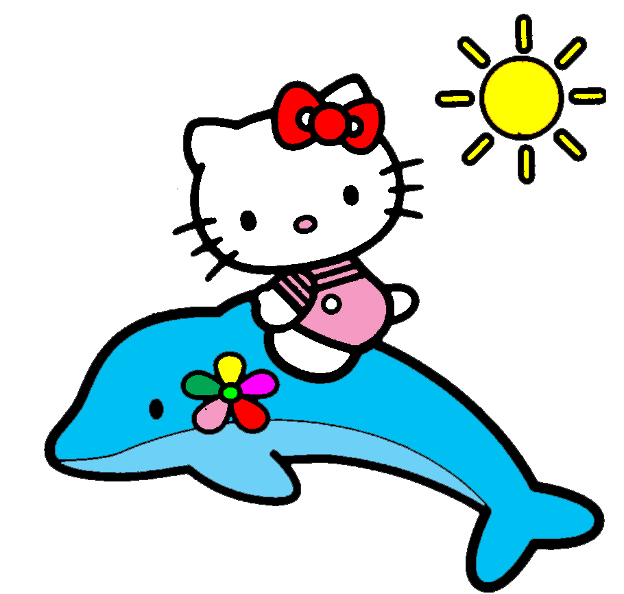 disegno di Hello Kitty sul Delfino a colori