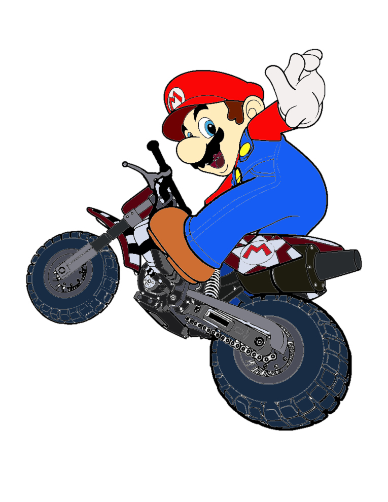 disegno di Super Mario Bros in Moto a colori