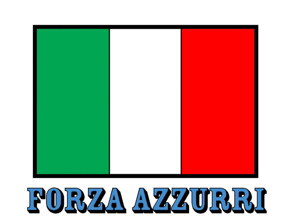 disegno di Bandiera Italia Forza Azzurri a colori