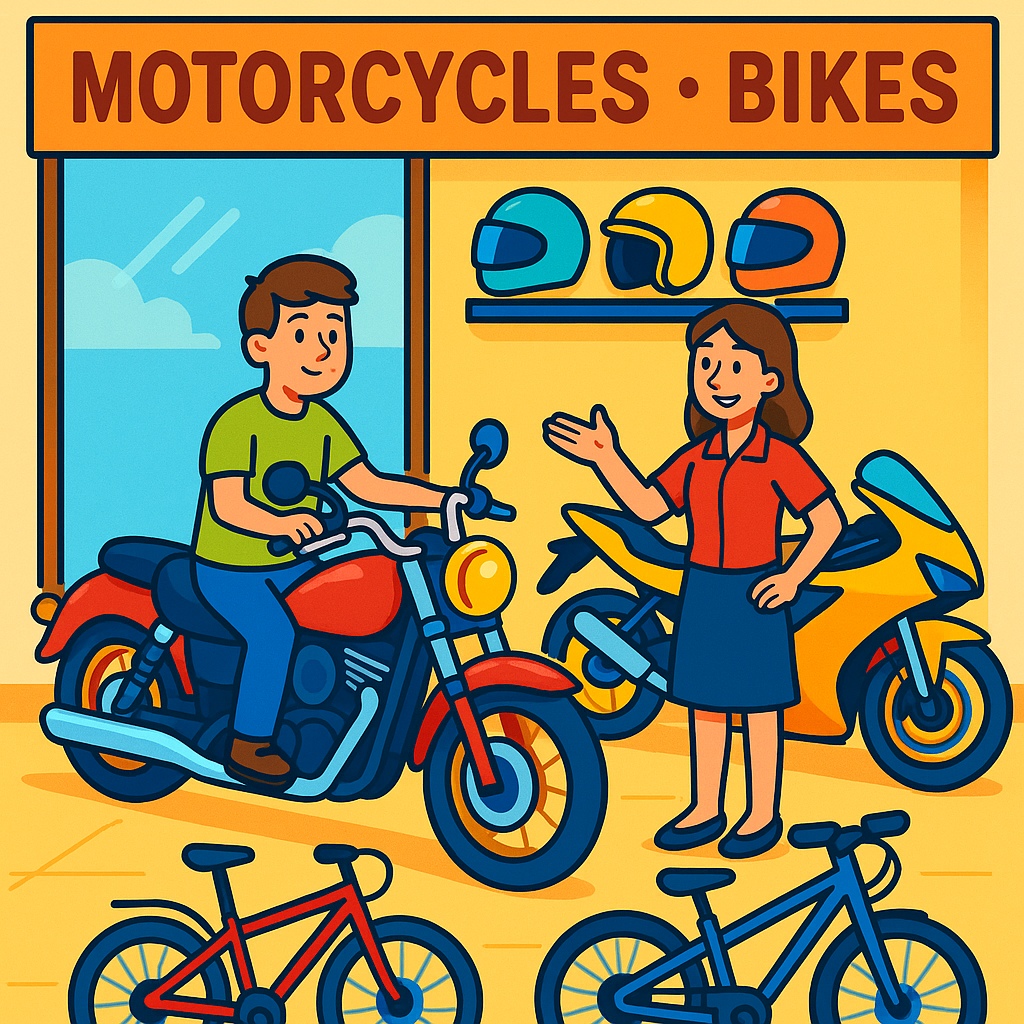 disegno di Concessionaria di Moto e Bici  a colori