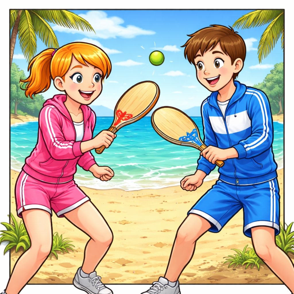 disegno di Coppia con Racchette che Gioca a colori