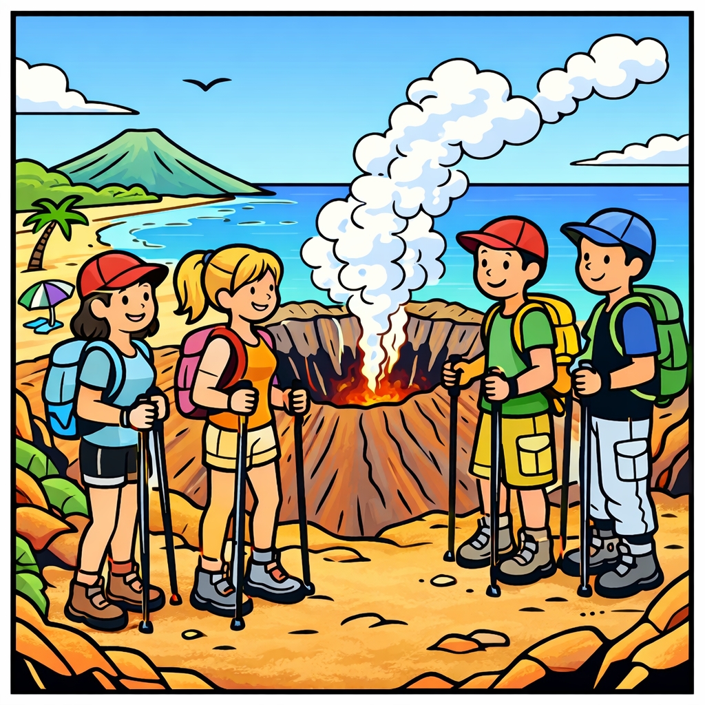 disegno di Escursione al Vulcano  a colori