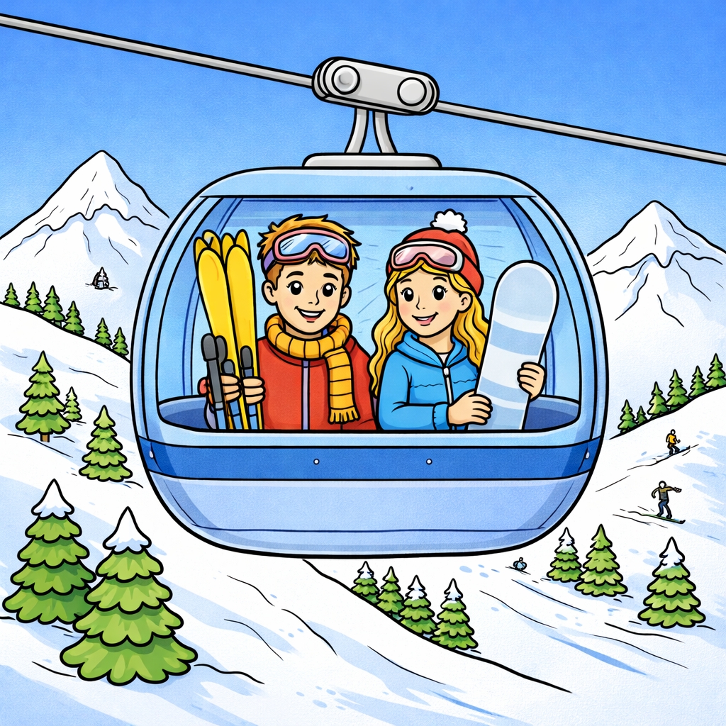 disegno di Funivia per Sciatori a colori