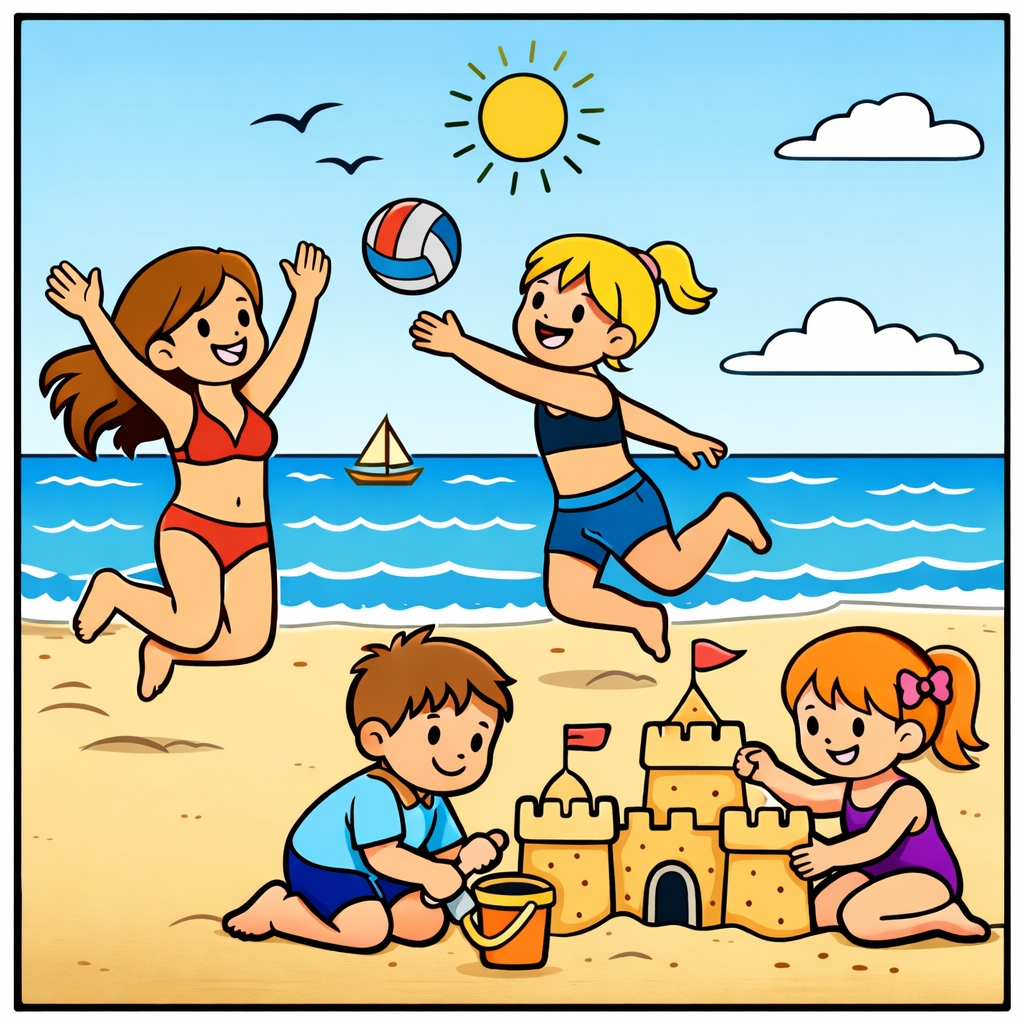 disegno di Giochi in Spiaggia  a colori
