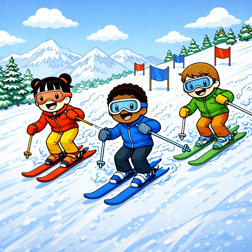 disegno di Piccoli Sciatori a colori