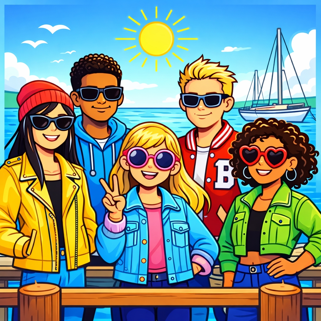 disegno di Ragazzi con Occhiali da Sole a colori