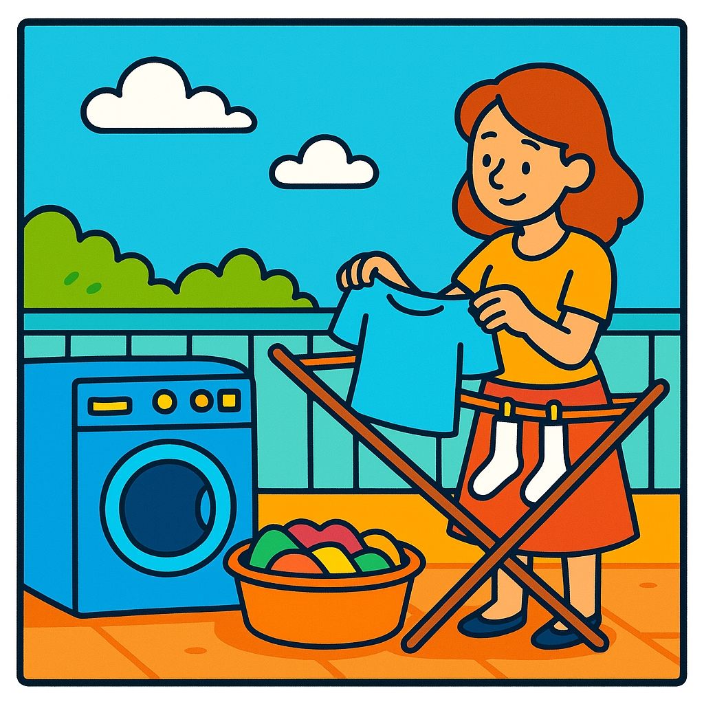 disegno di Signora che Lava Vestiti a colori