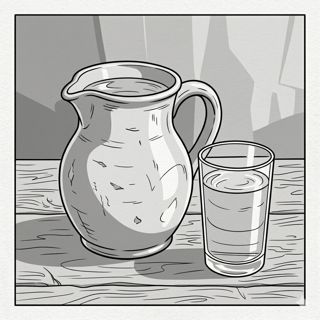 disegno di Brocca con Bicchiere di Acqua  da colorare