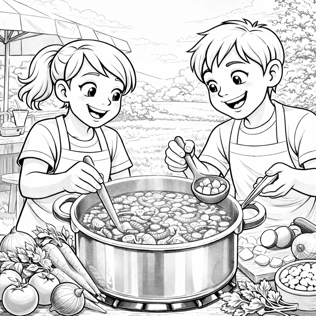 disegno di Coppia che Cucina un Minestrone  da colorare