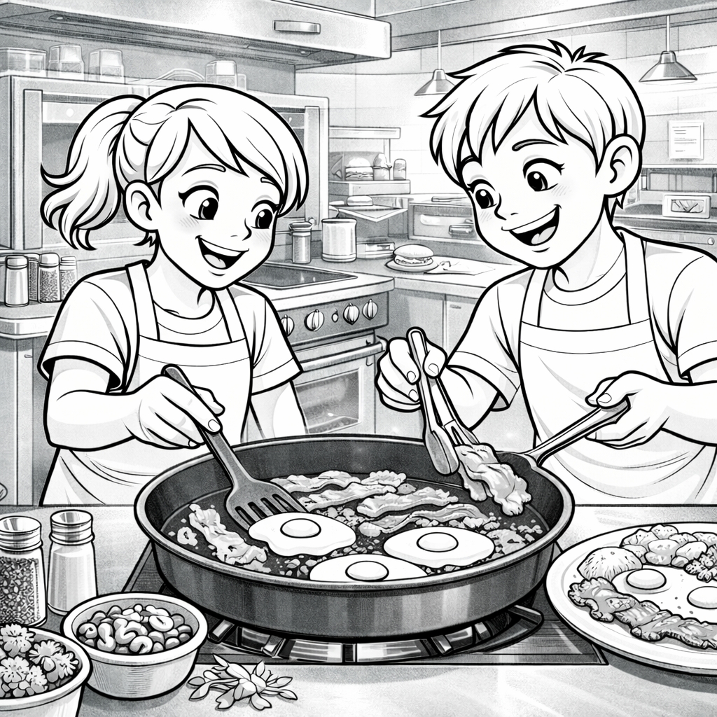 disegno di Coppia che Cucina Uova da colorare