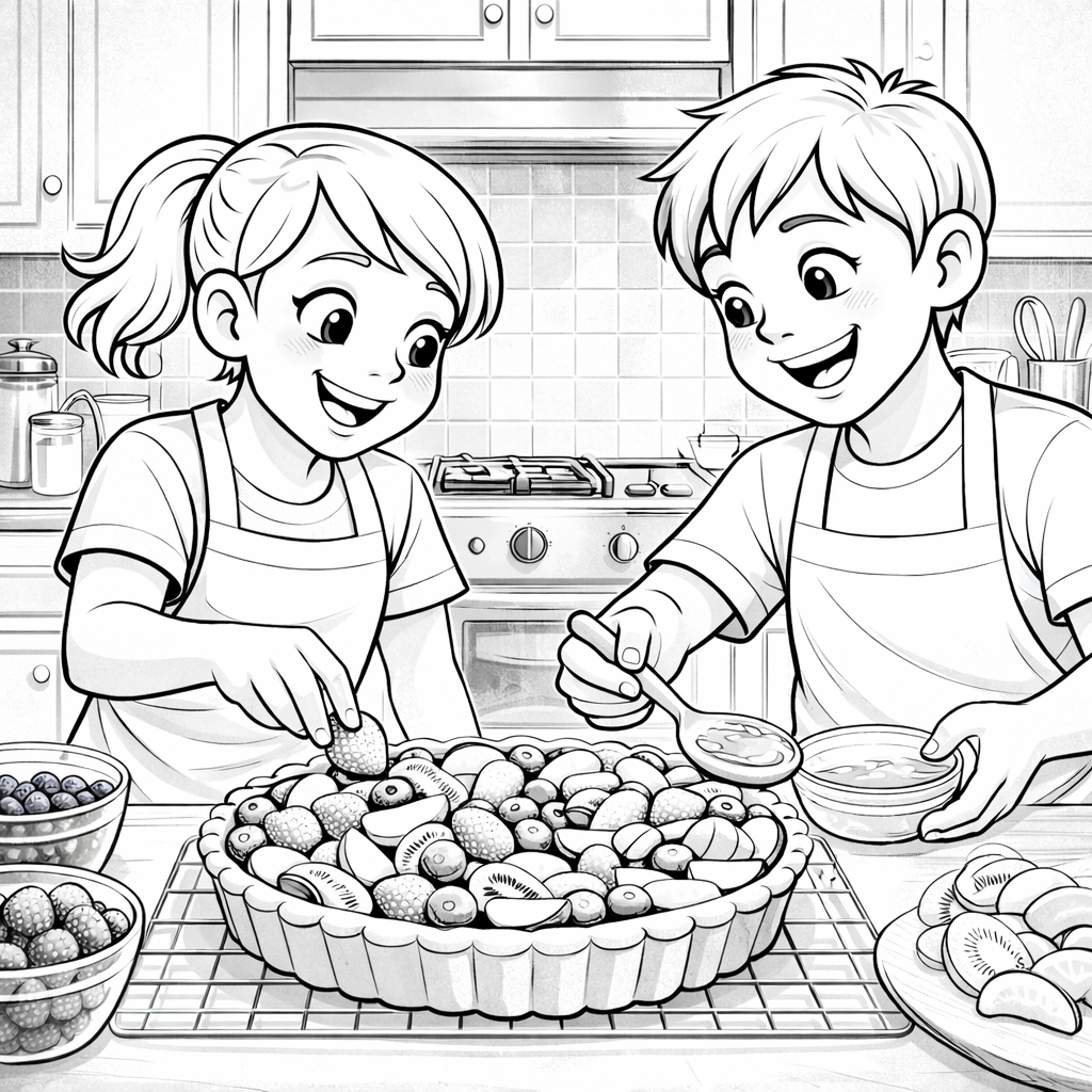 disegno di Coppia che Prepara una Crostata da colorare