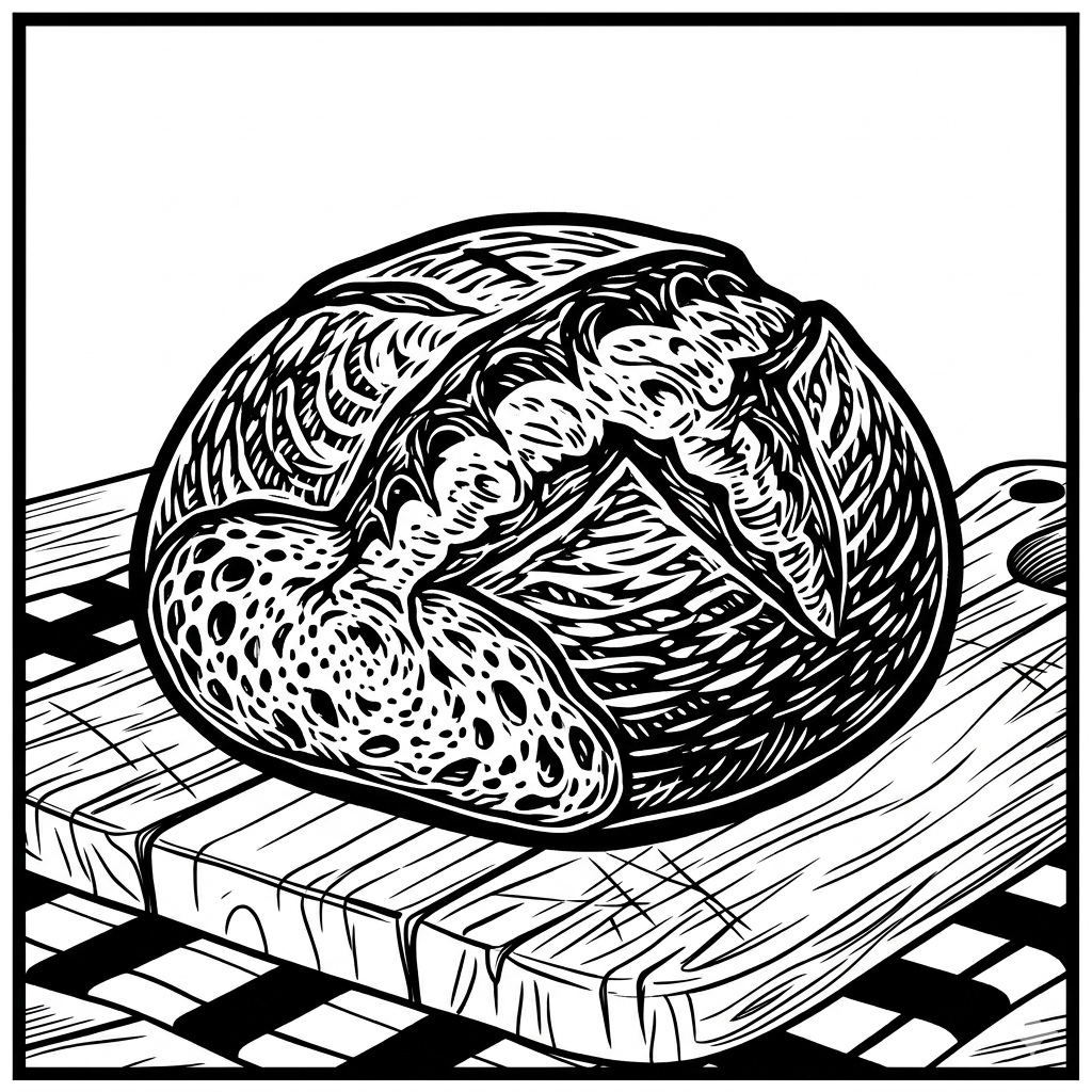 disegno di Pane sulla Tavola  da colorare