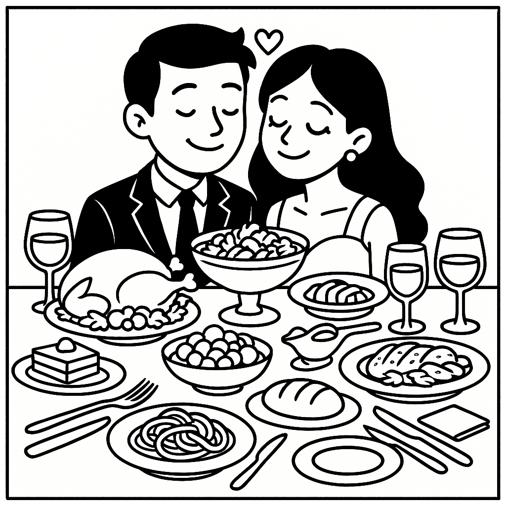 disegno di Pranzo di Nozze da colorare