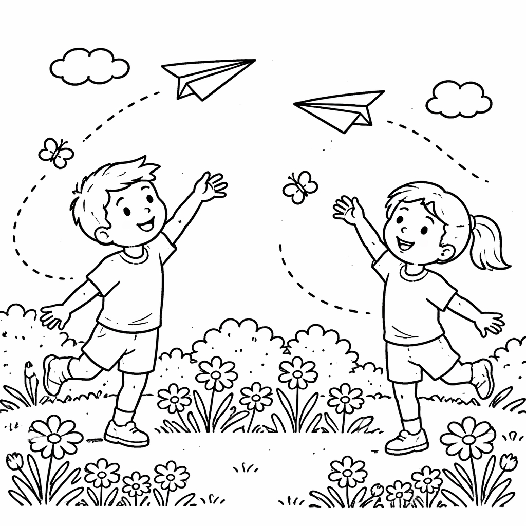 disegno di Aerei di carta che volano da colorare