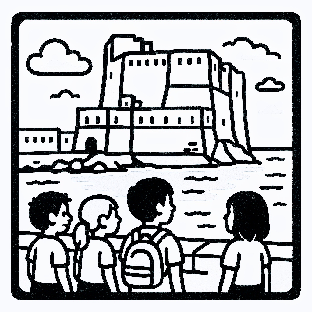 disegno di Gita Napoli Castel dell'Ovo da colorare