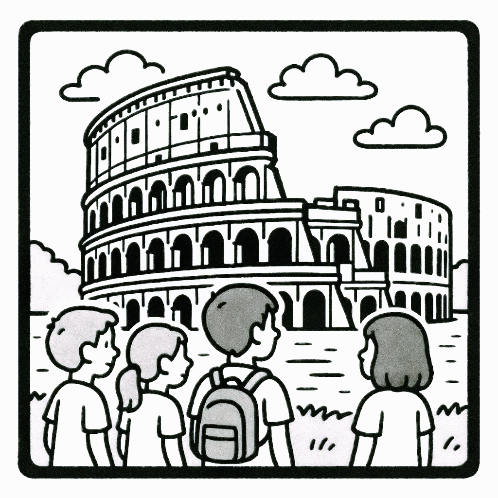 disegno di Gita al Colosseo da colorare
