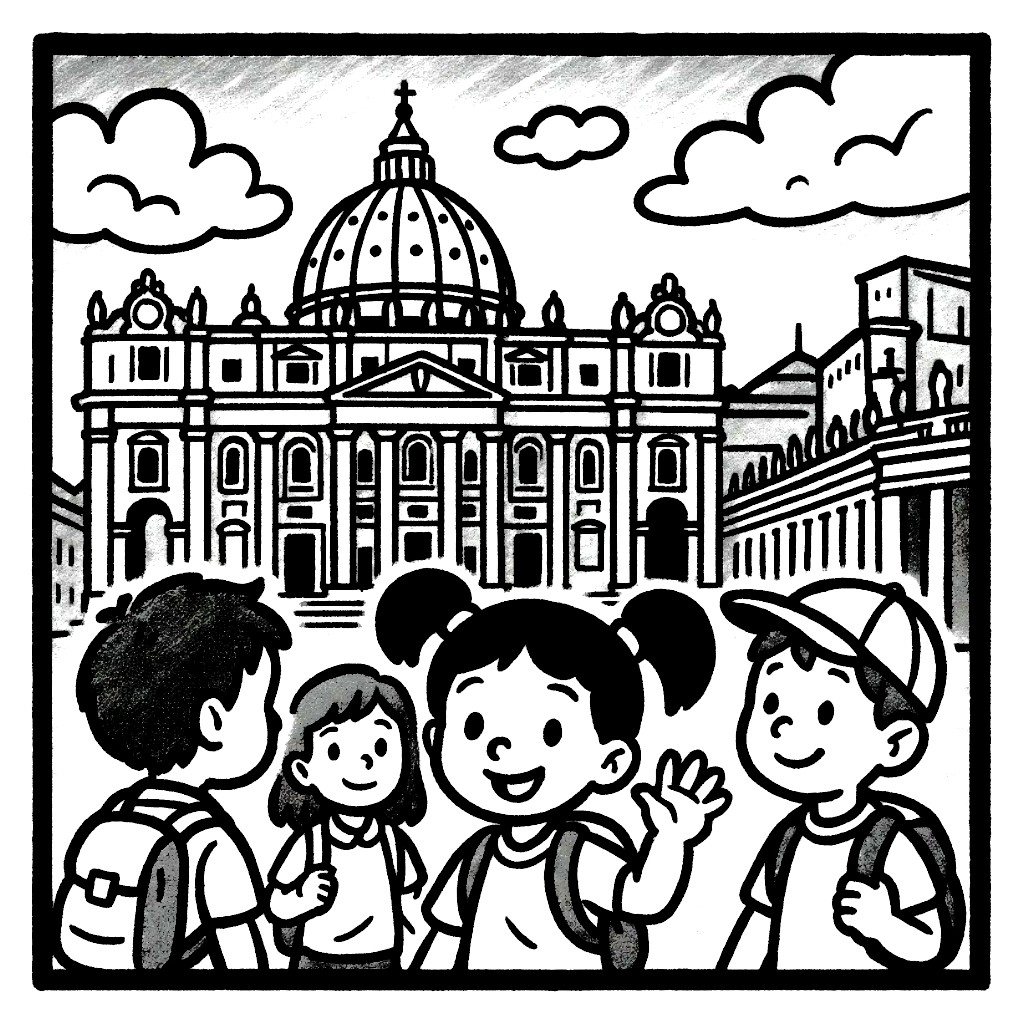 disegno di Gita a Piazza San Pietro a Roma da colorare