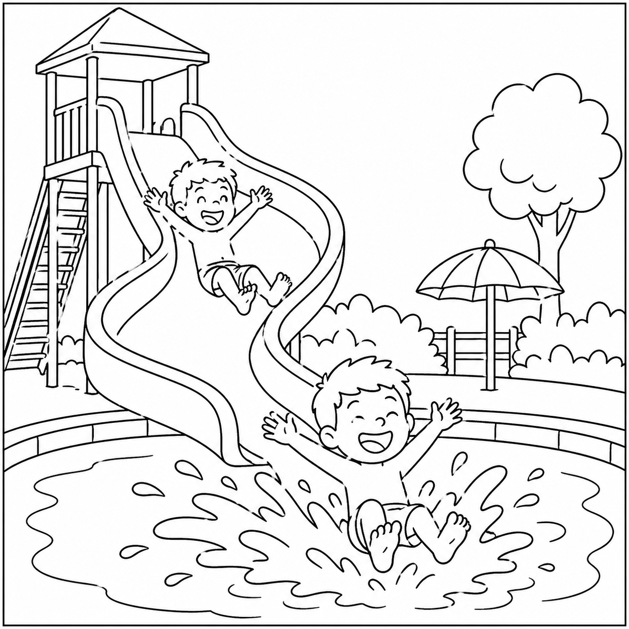 disegno di Giochi in Piscina da colorare