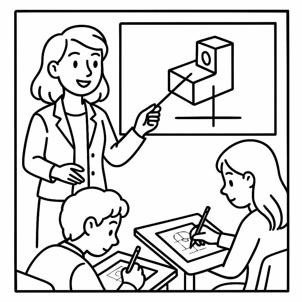 disegno di Insegnante di Disegno Tecnico da colorare