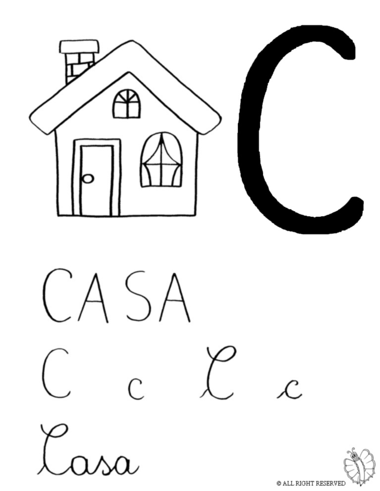 disegno di Lettera C di Casa da colorare