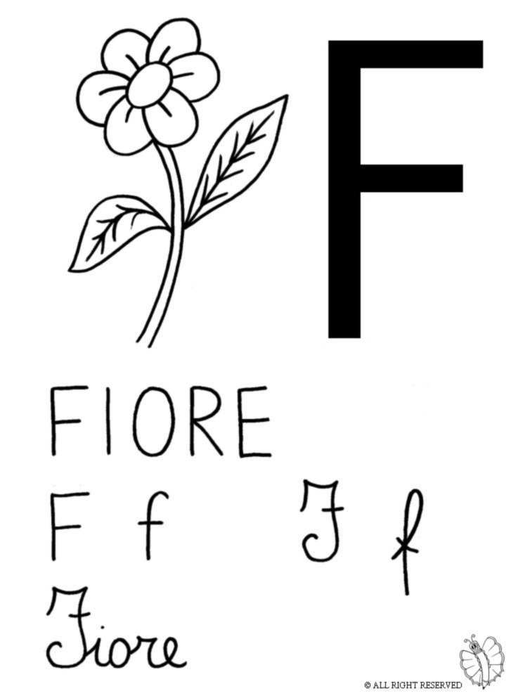 disegno di Lettera F di Fiore da colorare