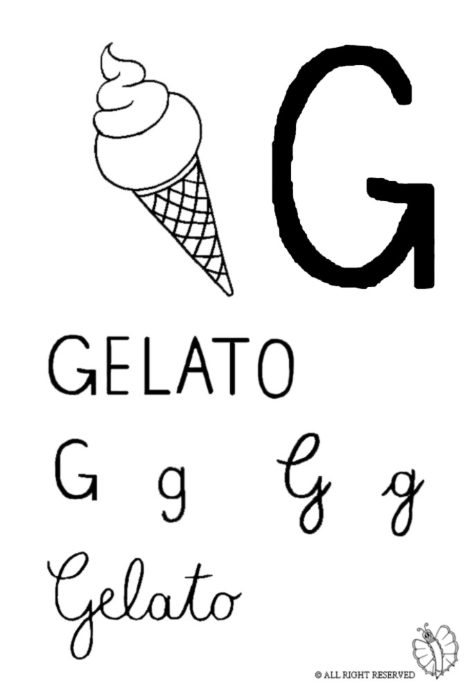 disegno di Lettera G di Gelato da colorare