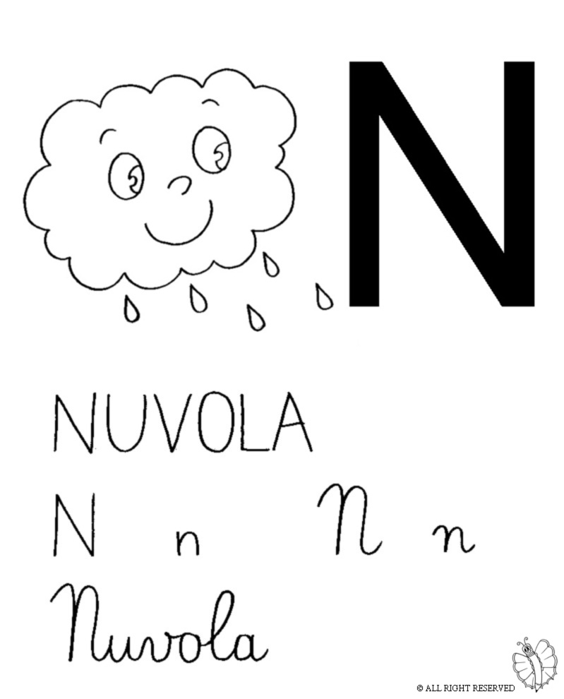 disegno di Lettera N di Nuvola da colorare