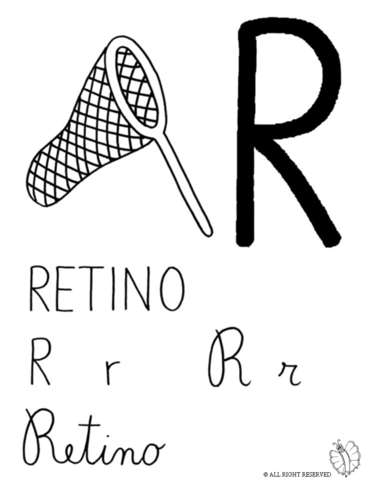 disegno di Lettera R di Retino da colorare