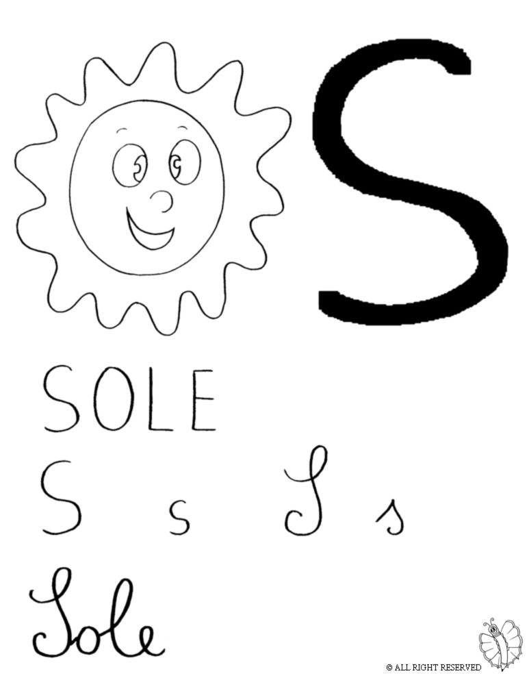 disegno di Lettera S di Sole  da colorare