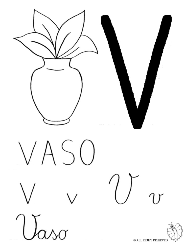 disegno di Lettera V di Vaso da colorare